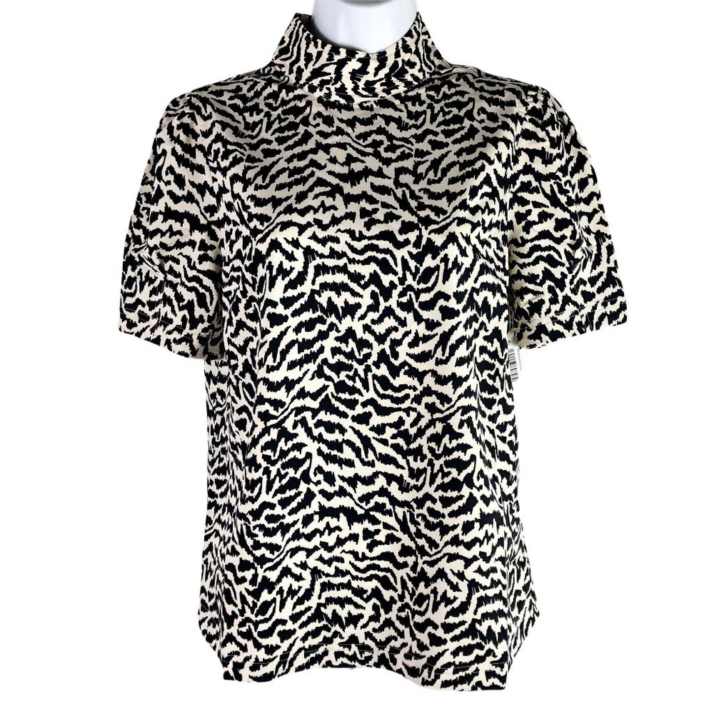 Lark & Ro Women's Short Sleeve Blouse Mock Neck Size 4